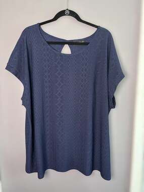 Lane Bryant Navy Blue Textured Round Neck Short Sleeve Top 22/24